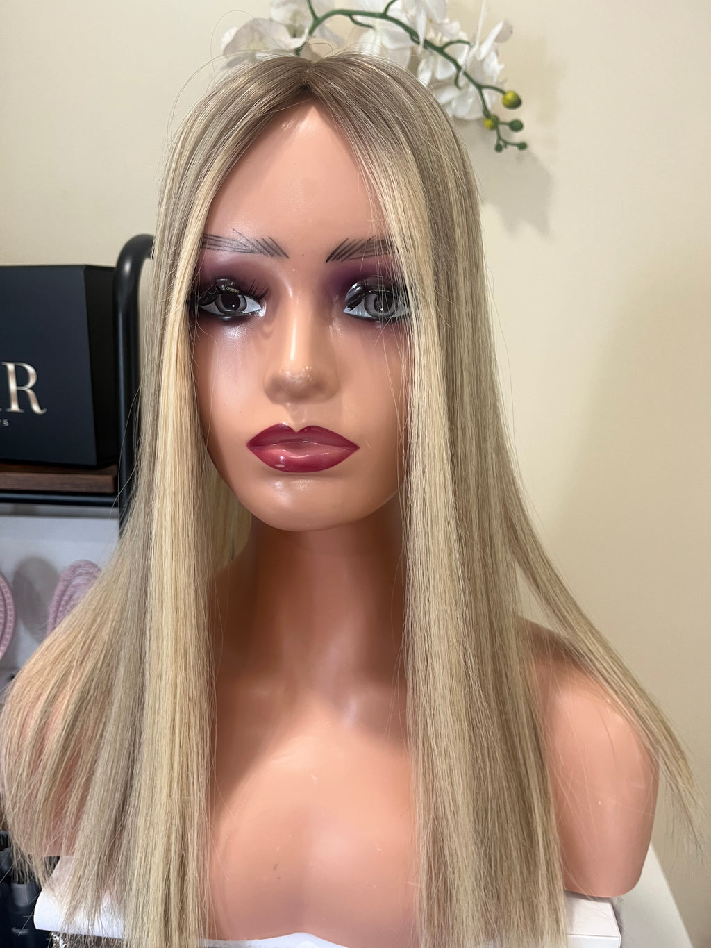 The AJ Luxe Human Hair Enhancer Rooted Ash Blonde 16 inches