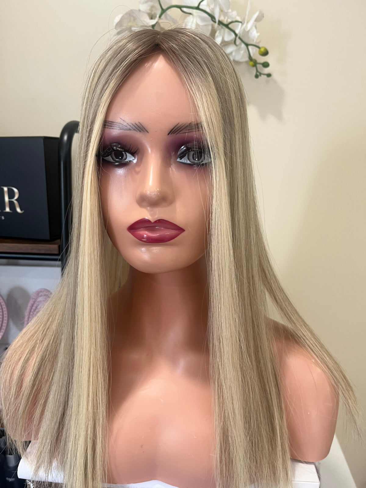 The AJ Luxe Human Hair Enhancer Rooted Ash Blonde 16 inches