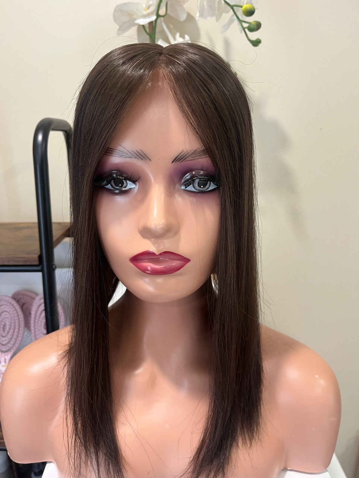 The AJ Seamless Human Hair Enhancer Velvet Brown 14 inches