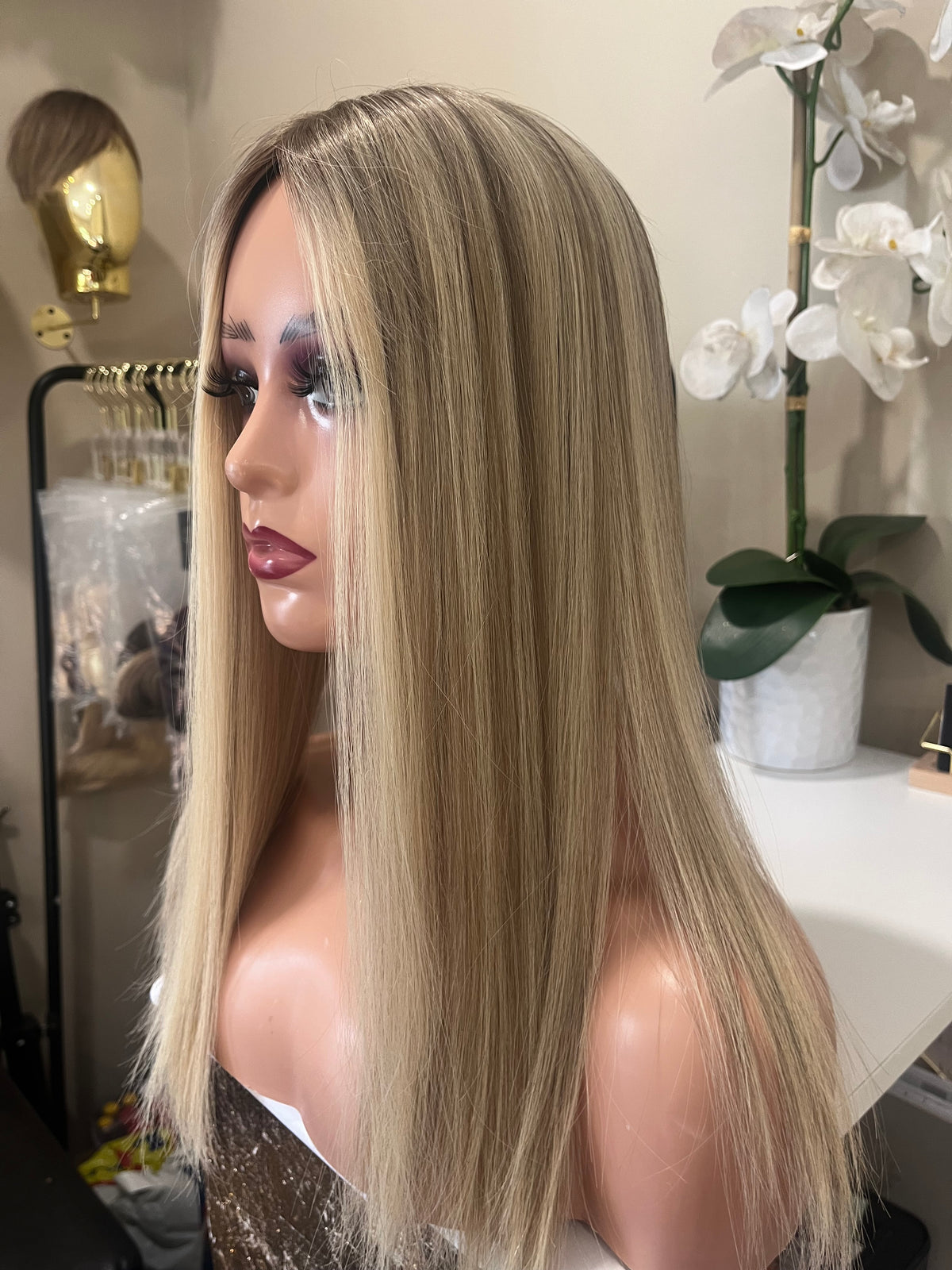 The AJ Luxe Human Hair Enhancer Rooted Ash Blonde 16 inches