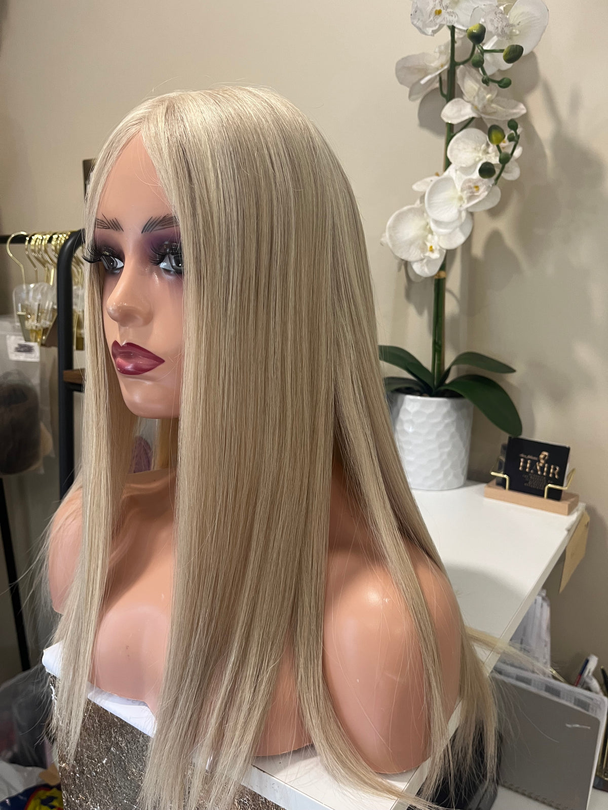 The AJ Luxe Plus Silk Human Hair Enhancer Champagne Blonde 18 inches