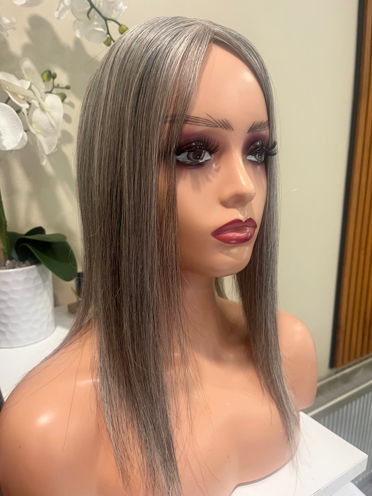 The AJ Ultra Lightweight Human Hair Enhancer 16inch Moonstone Grey