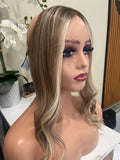The AJ Hairline Human Hair Enhancer 12inch Expresso Rooted Blonde Lights