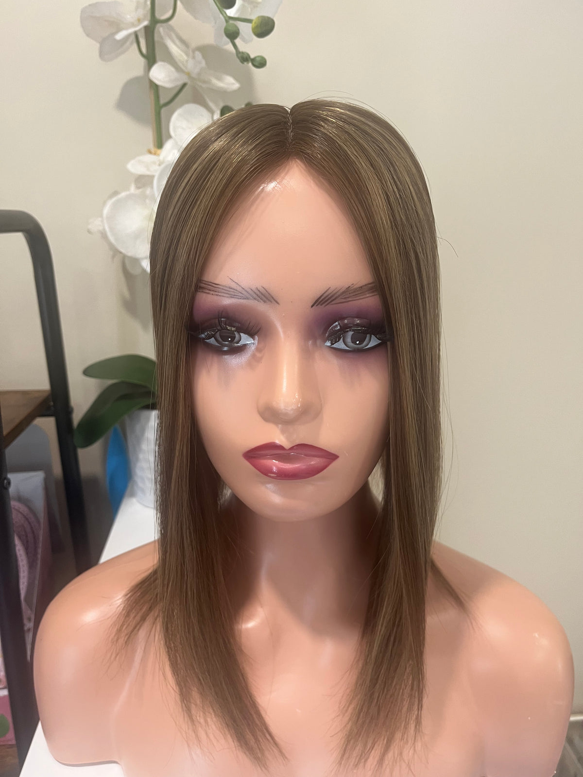 The AJ Silk Human Hair Enhancer Mocha Brown Rooted Balayage 14 inches