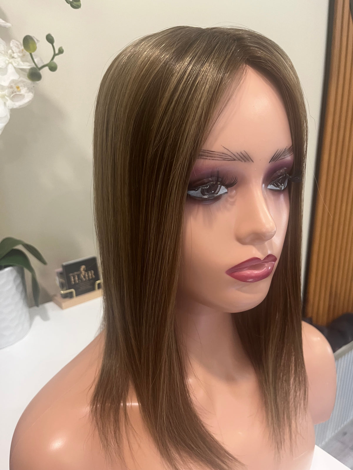 The AJ Silk Human Hair Enhancer Mocha Brown Rooted Balayage 14 inches