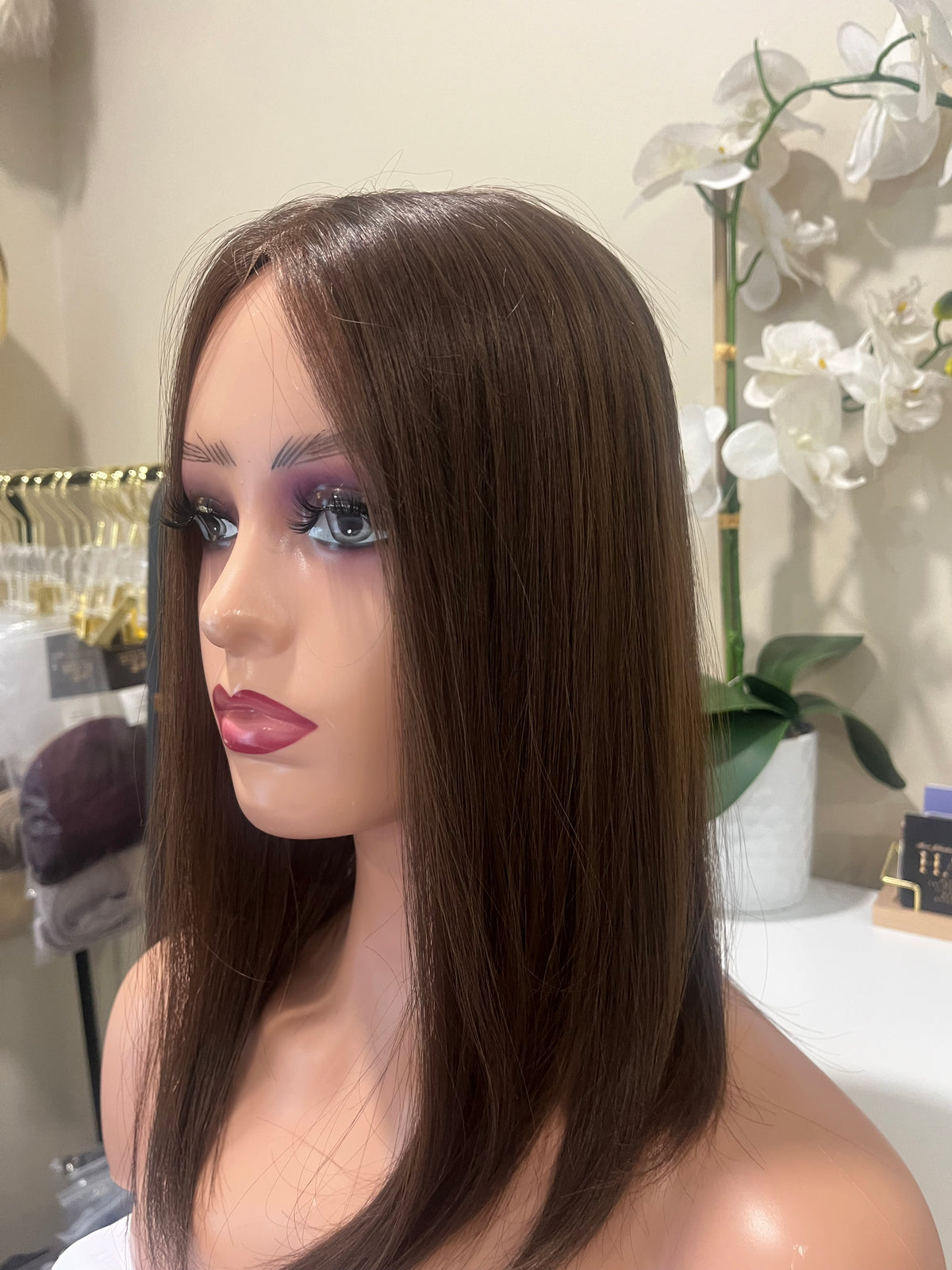 The AJ Seamless Human Hair Enhancer Spiced Brown 14 inches