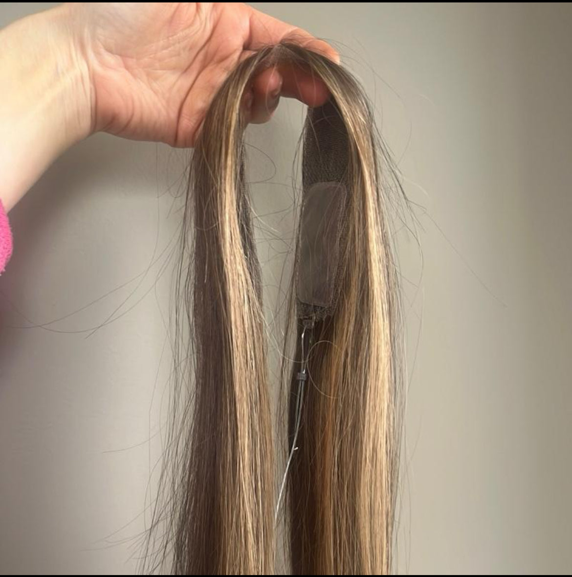 The AJ Hairline Human Hair Enhancer 12inch Money Piece Brown