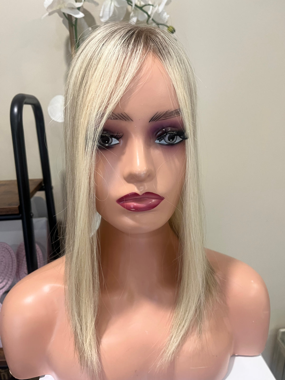 The AJ Ultra Lightweight Human Hair Enhancer 14inch Rooted Ash Blonde