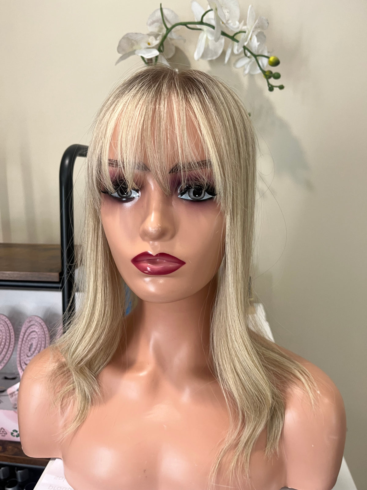 The AJ Seamless Human Hair Enhancer Rooted Ash Blonde 14 inches with fringe