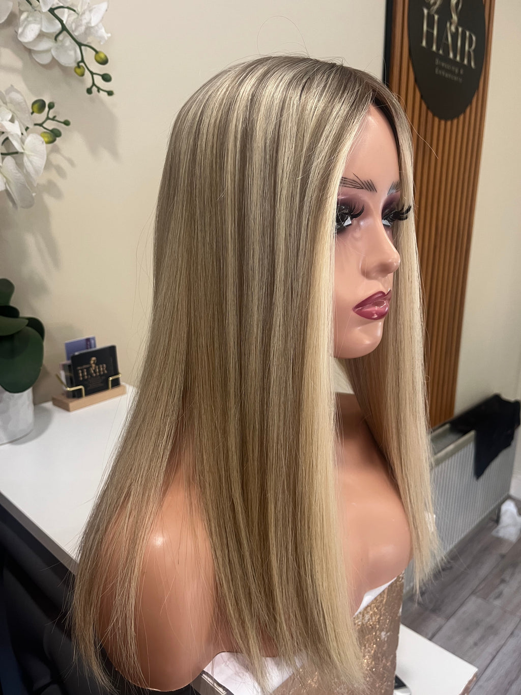 The AJ Luxe Human Hair Enhancer Rooted Ash Blonde 16 inches