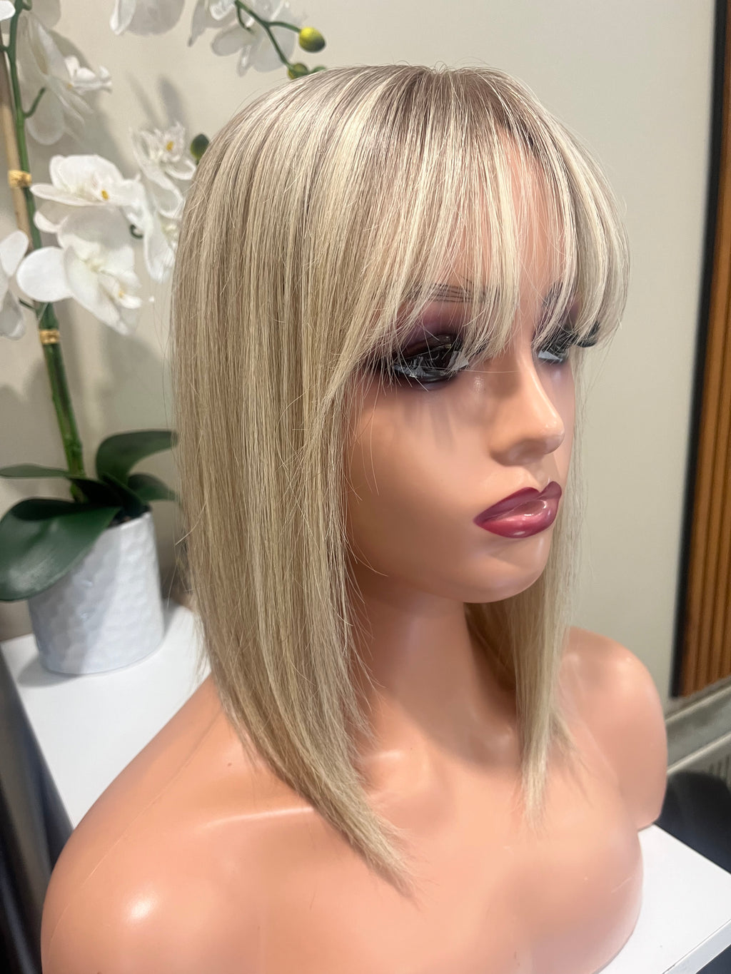 The AJ Seamless Human Hair Enhancer Rooted Ash Blonde 12 inches with fringe