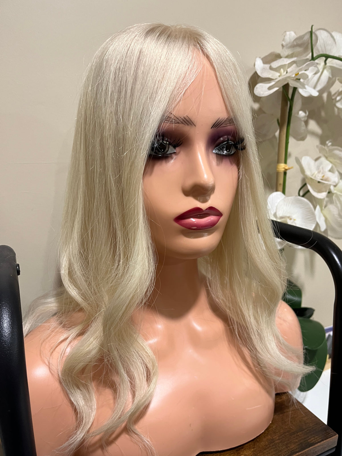 The AJ Silk Human Hair Enhancer Pearl Platinum Blonde 16 inches