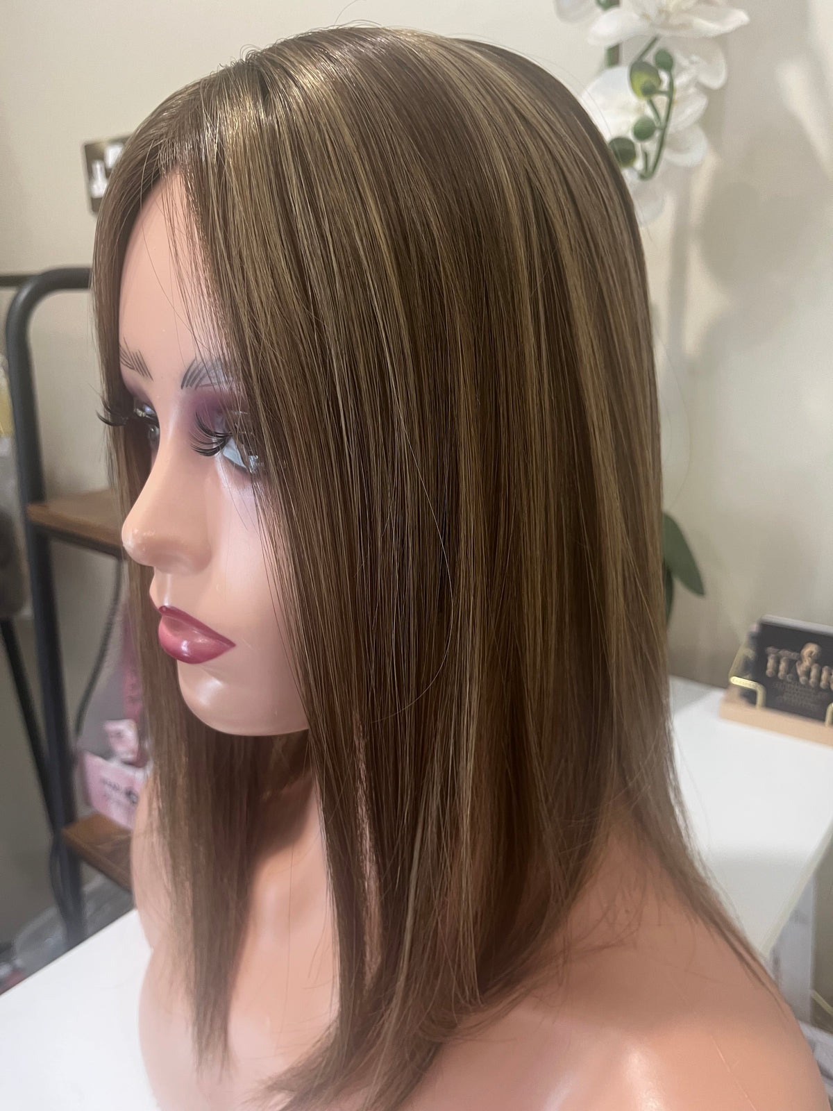 The AJ Silk Human Hair Enhancer Mocha Brown Rooted Balayage 14 inches