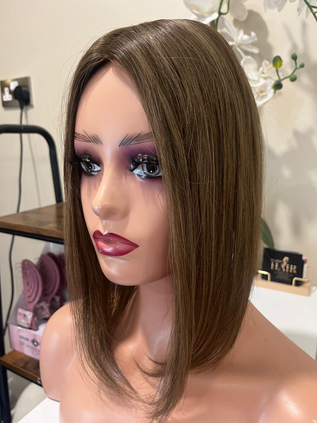 The AJ Ultra Lightweight Human Hair Enhancer 14inch Mocha Brown Rooted Balayage
