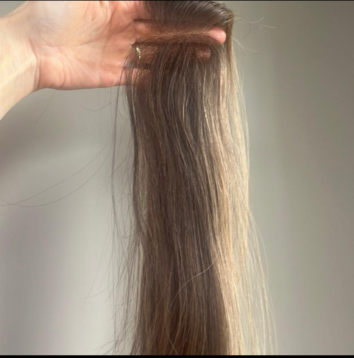 The AJ Hairline Human Hair Enhancer 12inch Money Piece Brown