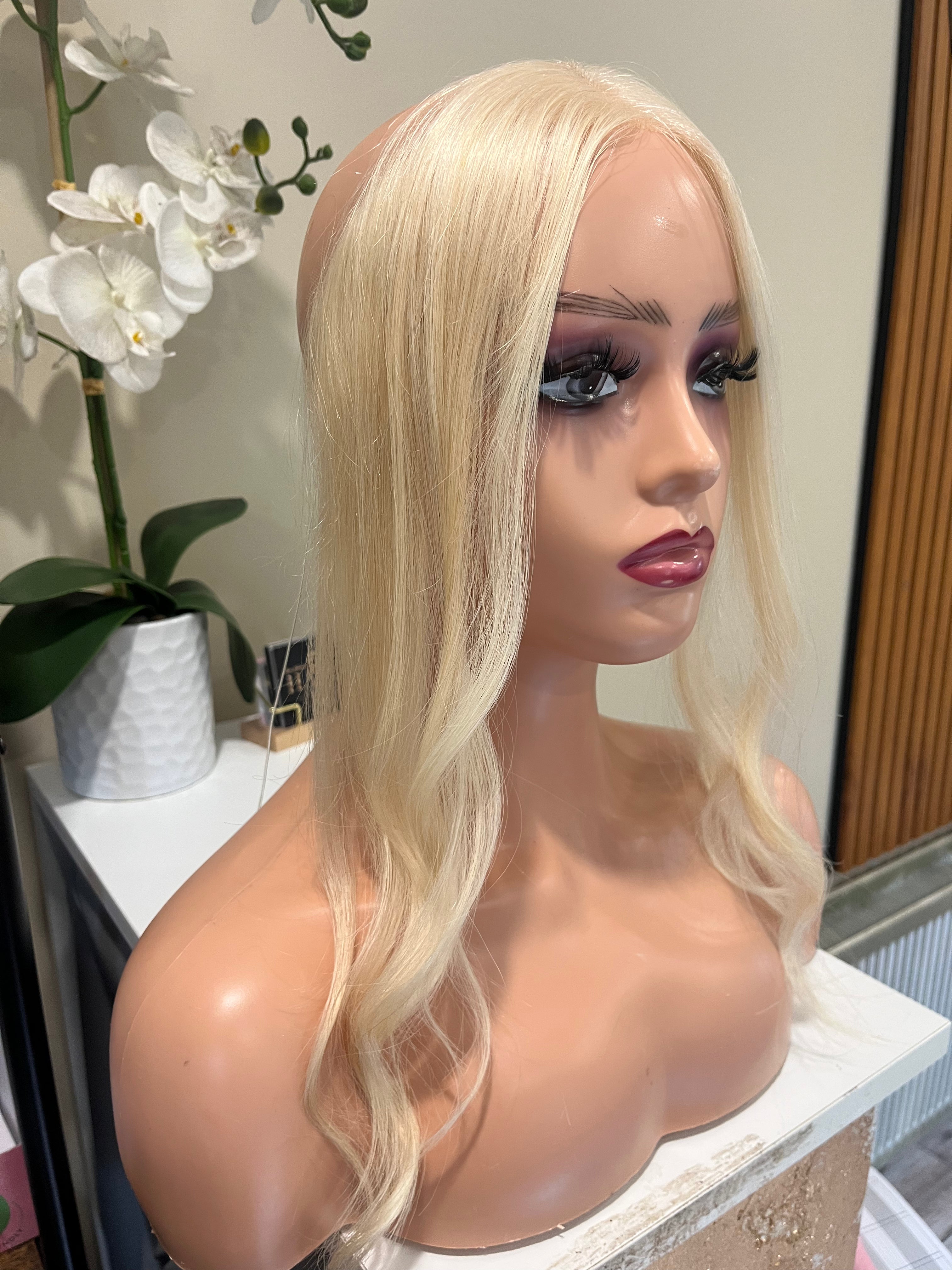 The AJ Hairline Human Hair Enhancer 12inch Platinum Blonde