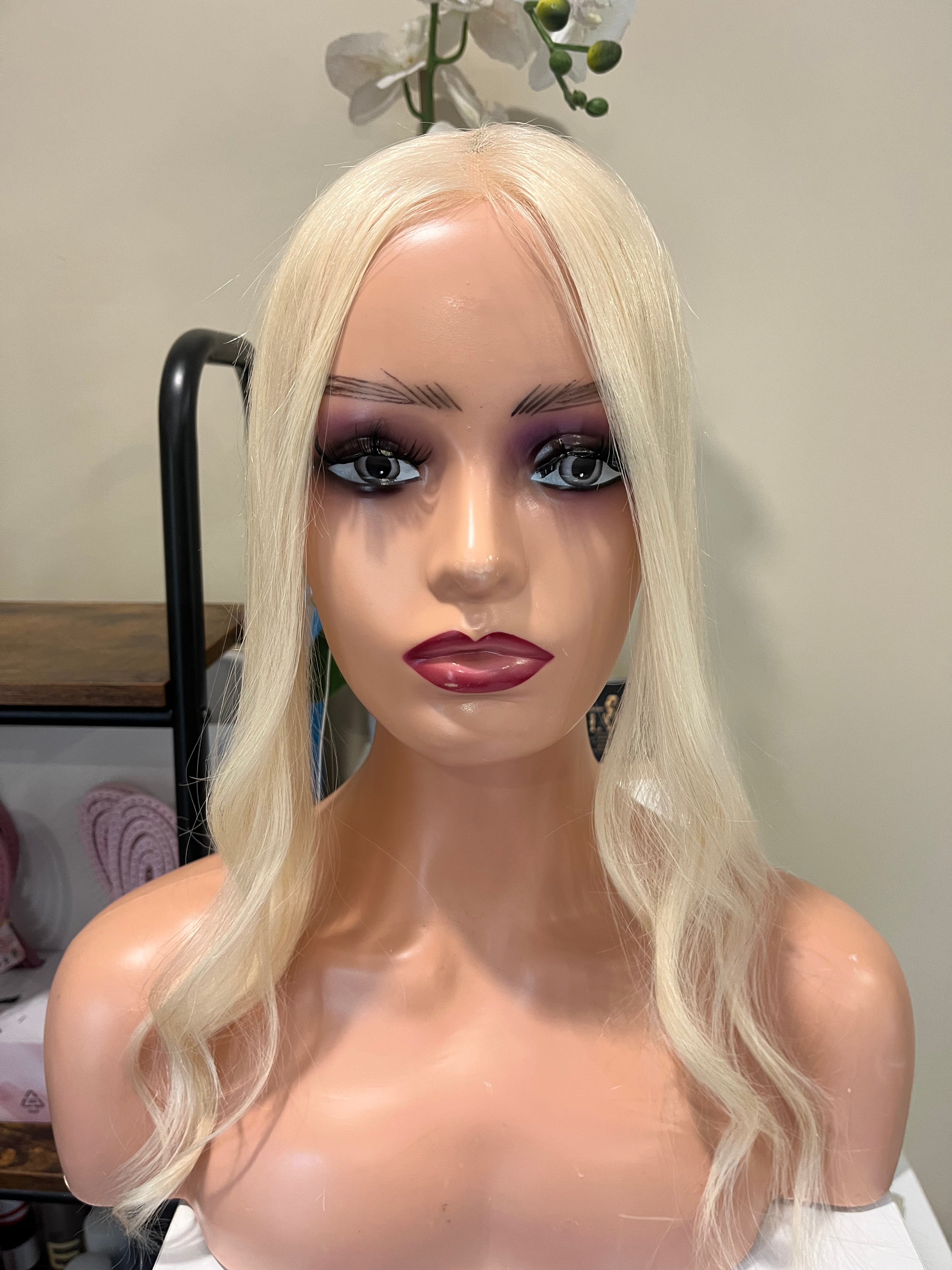 The AJ Hairline Human Hair Enhancer 12inch Platinum Blonde